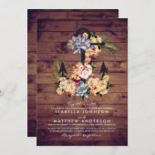 Rustikaler Blumenanker | Elegantes Hochzeitsstil-P Einladung (Vorne/Hinten)