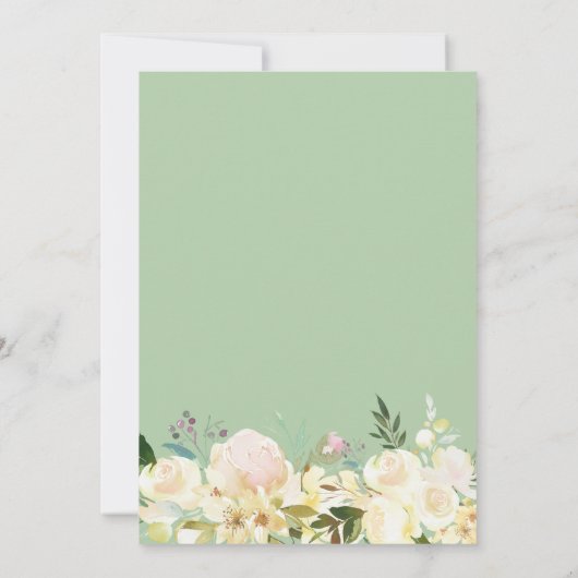 Rustikaler Blumenbogen Elfenbeinweißes Brautparty Einladung (Rückseite)