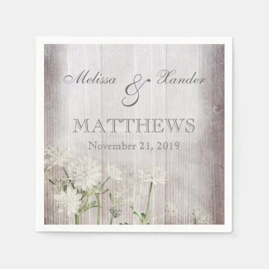 Rustikaler Blumencocktail Papier Napkins Serviette (Vorderseite)