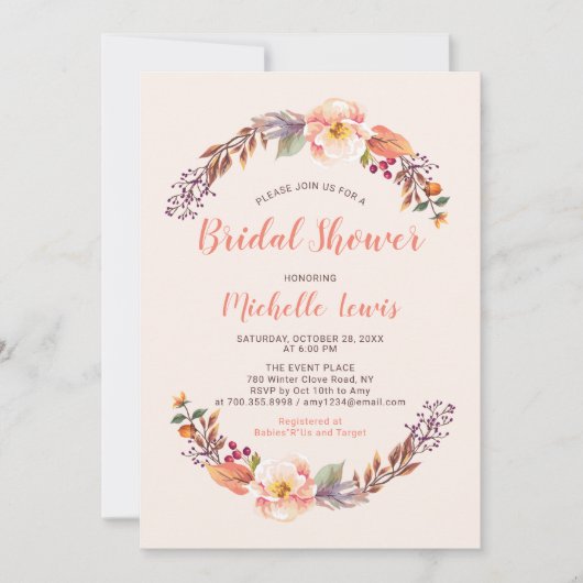 Rustikaler Blumenfall/Herbstdusche Einladung (Vorderseite)