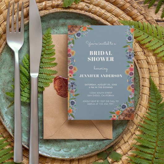 Rustikaler Blumengarten Boho Chic Brautparty Einladung