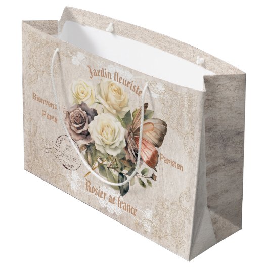 Rustikaler Blumengarten Jardin fleuriste Parisien Große Geschenktüte (Rückseite Schrägansicht)