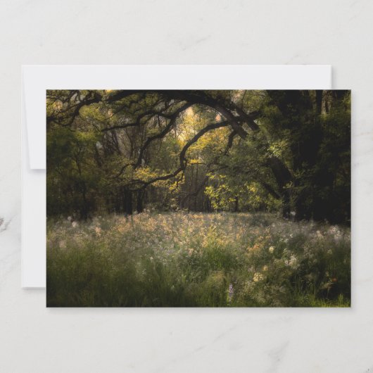 Rustikaler, blumengeschmückter Waldbaum Hochzeitwa Einladung (Rückseite)