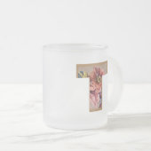 Rustikaler Blumeninitialbuchstabe T Monogramm Mattglastasse (VorderseiteRechts)