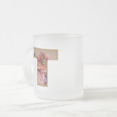 Rustikaler Blumeninitialbuchstabe T Monogramm Mattglastasse (Vorderseite Links)