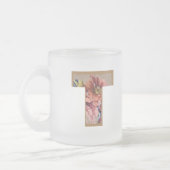Rustikaler Blumeninitialbuchstabe T Monogramm Mattglastasse (Links)
