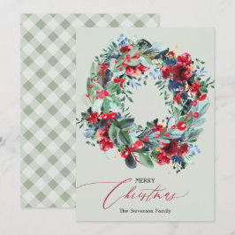 Rustikaler Blumenkranz Feiertagskarte