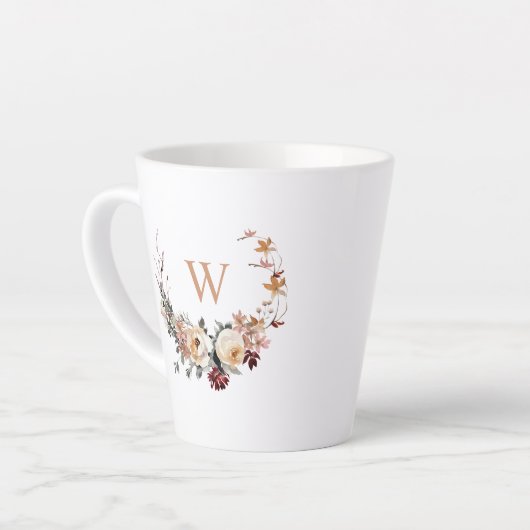 Rustikaler Blumenkranz mit Ihrem Monogramm Milchtasse (Linke Ecke)
