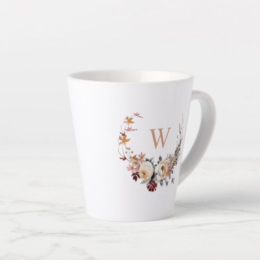 Rustikaler Blumenkranz mit Ihrem Monogramm Milchtasse (Rechte Ecke)