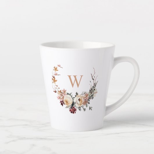 Rustikaler Blumenkranz mit Ihrem Monogramm Milchtasse (Rechts)