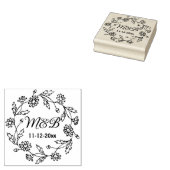 Rustikaler Blumenkranz mit Monogramm Hochzeit Gummistempel (Stempel)