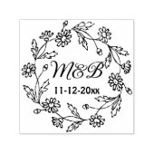 Rustikaler Blumenkranz mit Monogrammen und Hochzei Permastempel (Design)