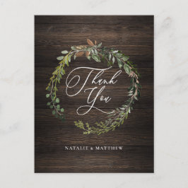 Rustikaler Blumenkranz und Wasserfarbenkranz Postkarte