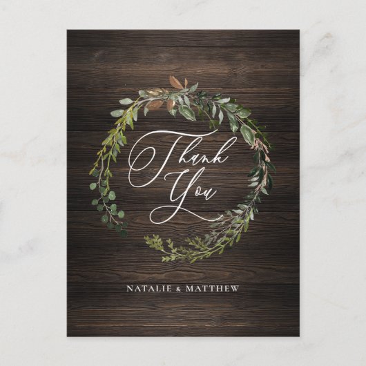 Rustikaler Blumenkranz und Wasserfarbenkranz Postkarte (Vorderseite)