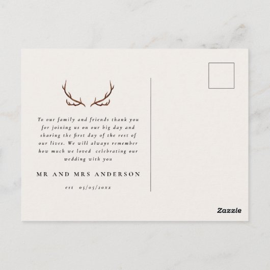 Rustikaler Blumenkranz und Wasserfarbenkranz Postkarte (Rückseite)