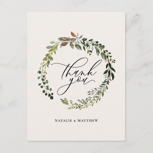 Rustikaler Blumenkranz und Wasserfarbenkranz Postkarte (Vorderseite)