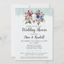 Rustikaler Blumenkuhschädel Polterabend Einladung