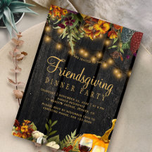 Rustikaler Blumenkürbis Friendsgiving Party