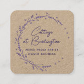 Rustikaler Blumenlavender Hearts Kreath Quadratische Visitenkarte (Vorderseite)