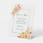 Rustikaler Blumenpumpen Gold Rahmen Hochzeit Open Sockelschild (Vorderseite)