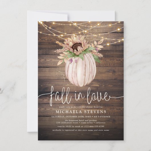 Rustikaler Blumenpumpenfall in Liebe Brautparty Einladung (Vorderseite)