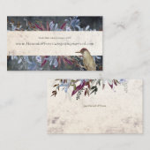 Rustikaler Blumenrahmen dunkel mit VogelVisitenkar Visitenkarte (Vorne/Hinten)