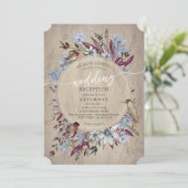 Rustikaler Blumenrahmen mit Vogelinklusiv Einladung (Stehend Vorderseite)