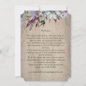 Rustikaler Blumenrahmen mit Vogelinklusiv Einladung (Rückseite)