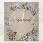 Rustikaler Blumenrahmen mit Vögeln Weinetikett (Einzelnes Label)