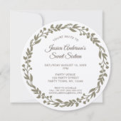 Rustikaler Blumenreath 16 . Geburtstag Einladung (Vorderseite)