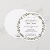 Rustikaler Blumenreath 16 . Geburtstag Einladung (Vorne/Hinten)