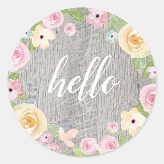 Rustikaler Blumenreath Runder Aufkleber (Vorderseite)