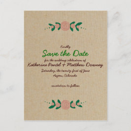 Rustikaler Blumenreath Save the Date Ankündigungspostkarte