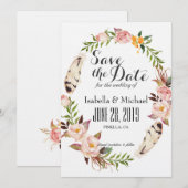 Rustikaler Blumenreath Save the Date Einladung (Vorne/Hinten)