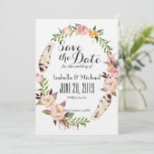 Rustikaler Blumenreath Save the Date Einladung (Stehend Vorderseite)