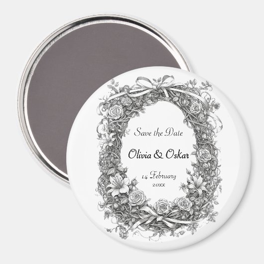 Rustikaler Blumenreath, Save the Date Magnet (Vorderseite/Rückseite)