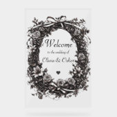 Rustikaler, blumenreicher natürlicher Kranz, in Se Acrylschild (Vorderseite)