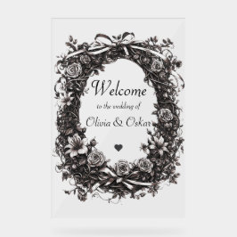 Rustikaler, blumenreicher natürlicher Kranz, in Se Acrylschild