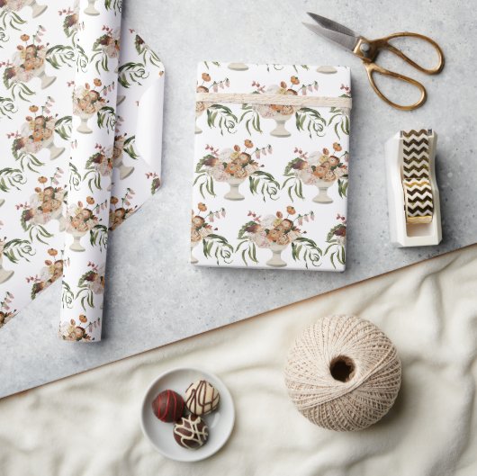 Rustikaler Blumenstrauß mit Vasenmuster Geschenkpapier (Kunsthandwerk)
