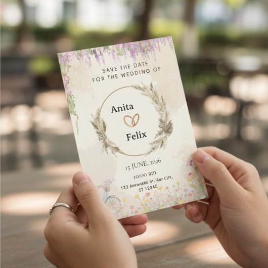 Rustikaler Blumenstrauß Save the Date Einladung