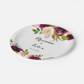 Rustikaler Blush Burgund Blumenkuchen Pappteller (Schrägansicht)