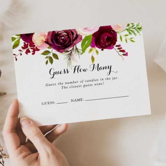 Rustikaler Blush Burgund schätzt die Anzahl der Ga Visitenkarte