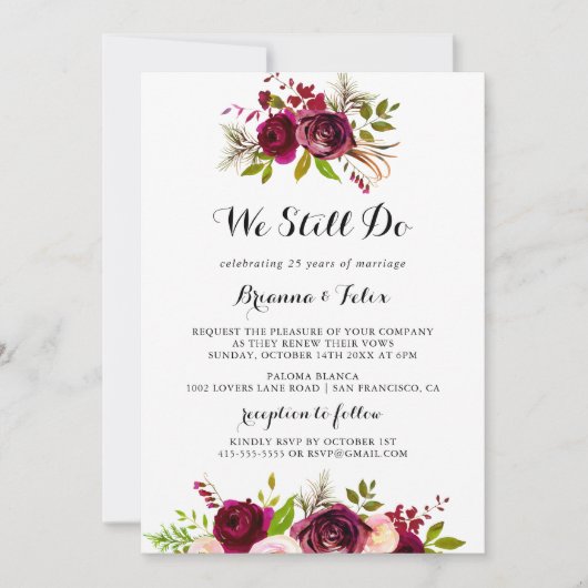 Rustikaler Blush Burgund wir machen immer noch ein Einladung (Vorderseite)