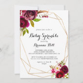 Rustikaler Blush Burgundy Bloral Baby Sprinkle Einladung (Vorderseite)