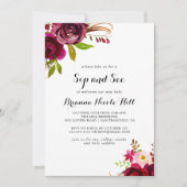 Rustikaler Blush Burgundy Blumensippe sehen Einladung (Vorderseite)