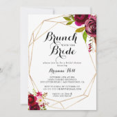 Rustikaler Blush Burgundy Brunch mit Brautdusche Einladung (Vorderseite)