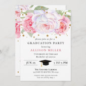 Rustikaler Blush Gold Botanischer Abschluss Einladung (Vorne/Hinten)