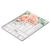 Rustikaler Blush Peach floral Wood Name Prayer Jou Notizblock (Linke Seite)