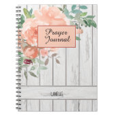 Rustikaler Blush Peach floral Wood Name Prayer Jou Notizblock (Vorderseite)