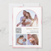 Rustikaler Blush Pink Floral Pumpkin QR Code Hochz Einladung (Rückseite)